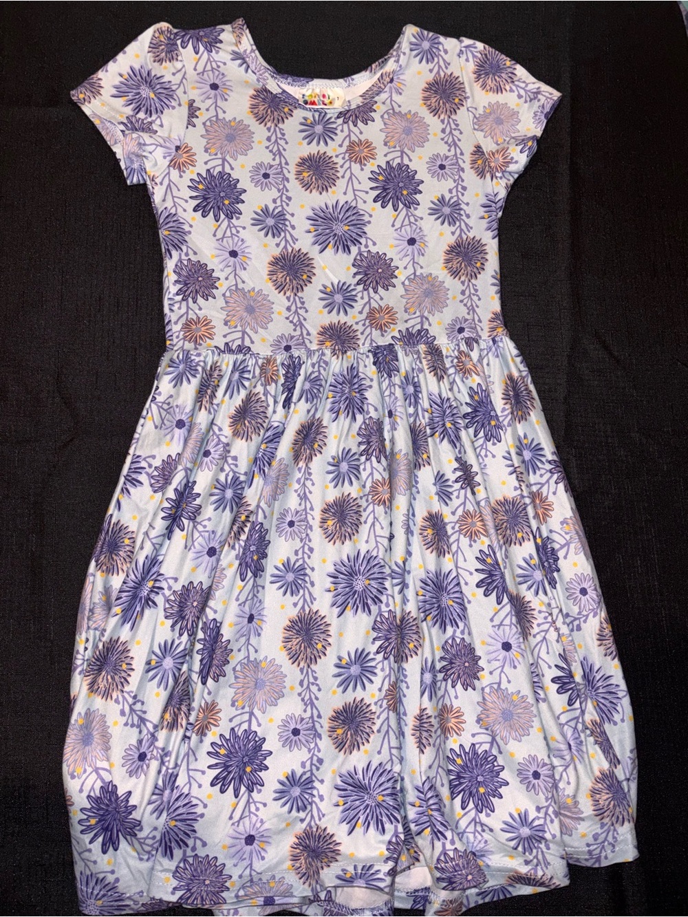 Dot Dot Smile Lavender Floral Short-Sleeve Dress with Peach Accents
